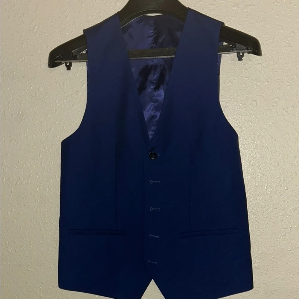Navy Blue High-Waisted Dress Pants with Tapered Fit